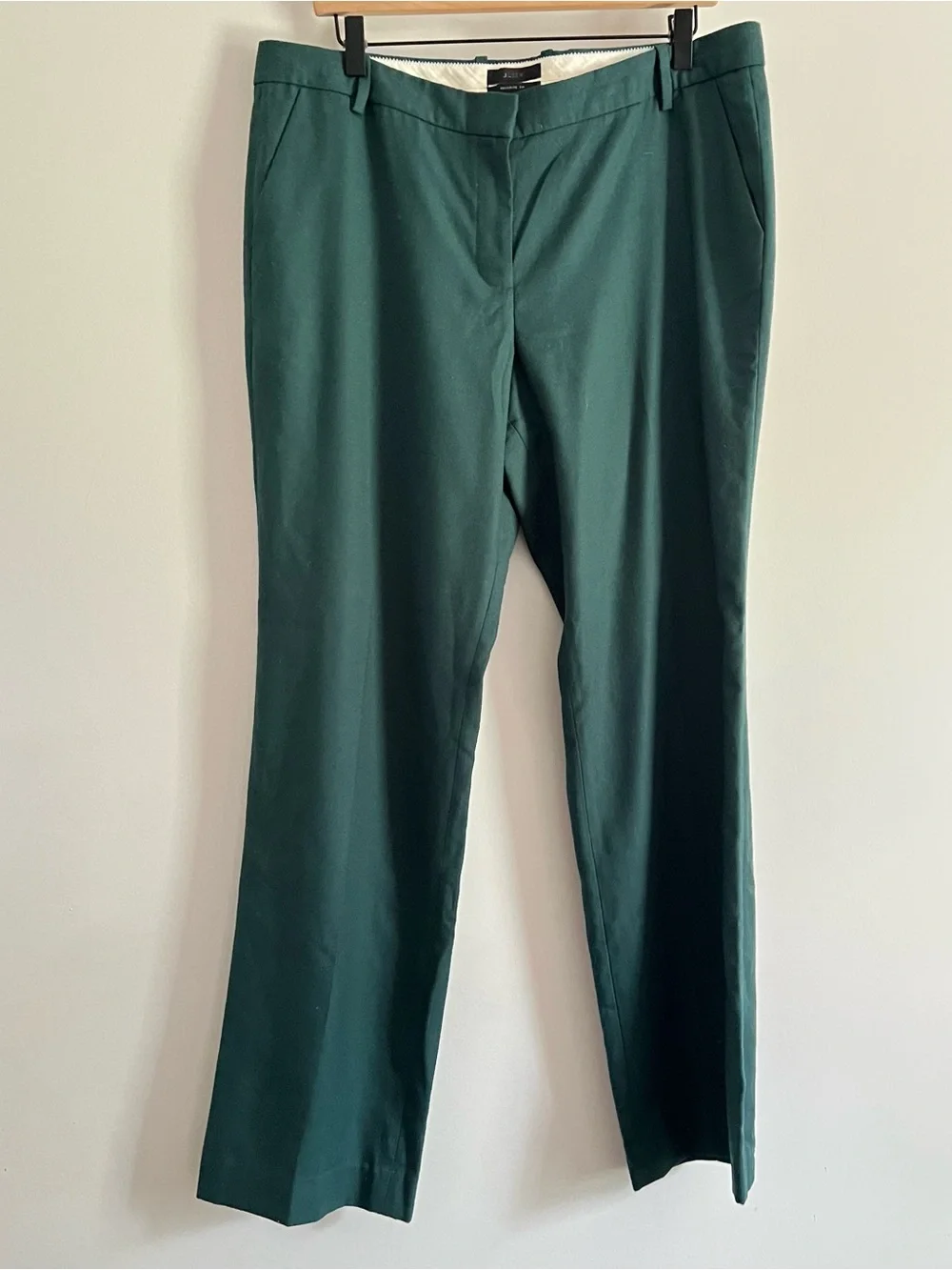 J.Crew 100% Wool Dress Pants Size 14 Green Straight Leg Career Office